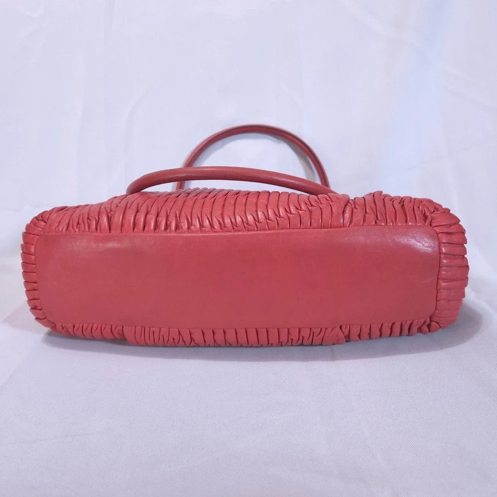 Coach Madison Kara Gathered Leather Purse/Satchel Bag Coral Red 22325